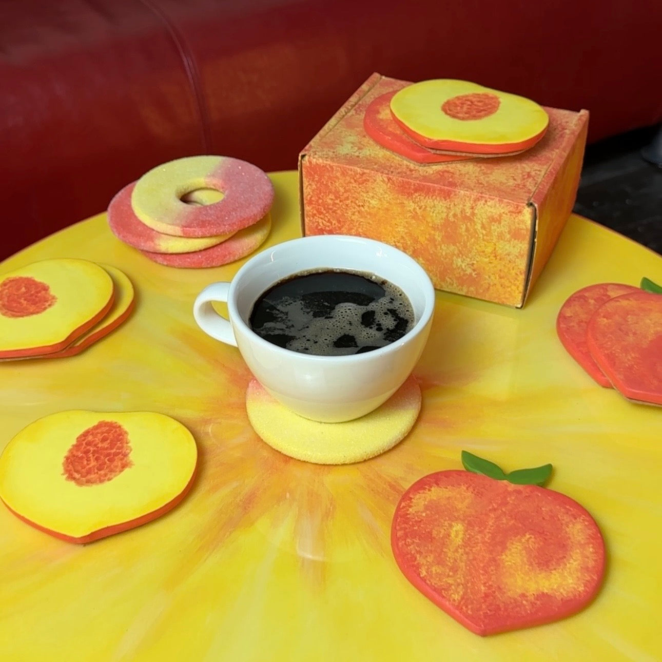 Peach Ring Coasters - Set of Two Peach Rings
